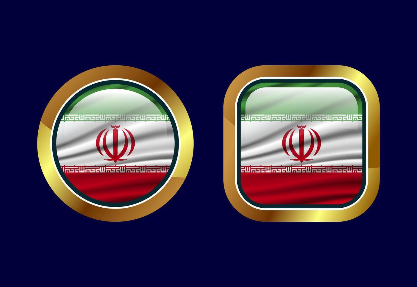 Glossy flag button of Iran, High quality web button design vector