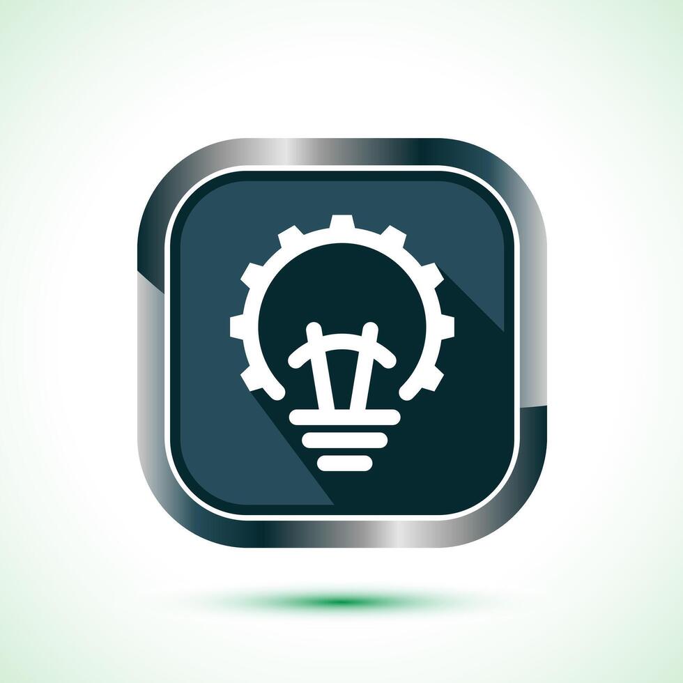 Electric light bulb icon design illustration, Creative idea icon, Gray shadow button design vector