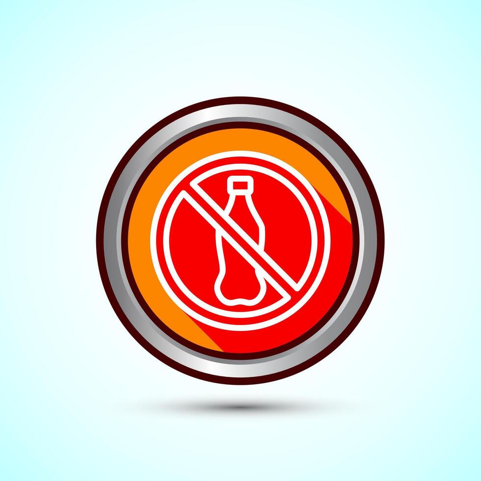 Plastic free icon design illustration, No plastic product sign,Orange Shadow Button Design vector