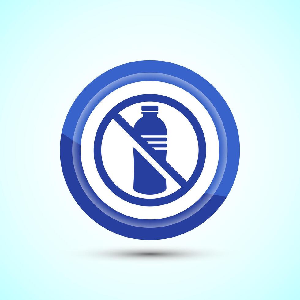Plastic free icon design illustration, No plastic product sign,Blue Color Button Design vector