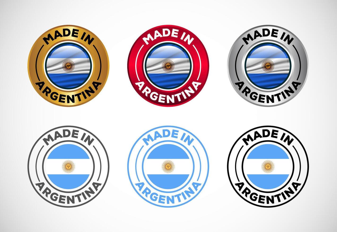 Made in Argentina label icon with flag. Icon set for business, badge, seal, sticker, logo, and symbol vector