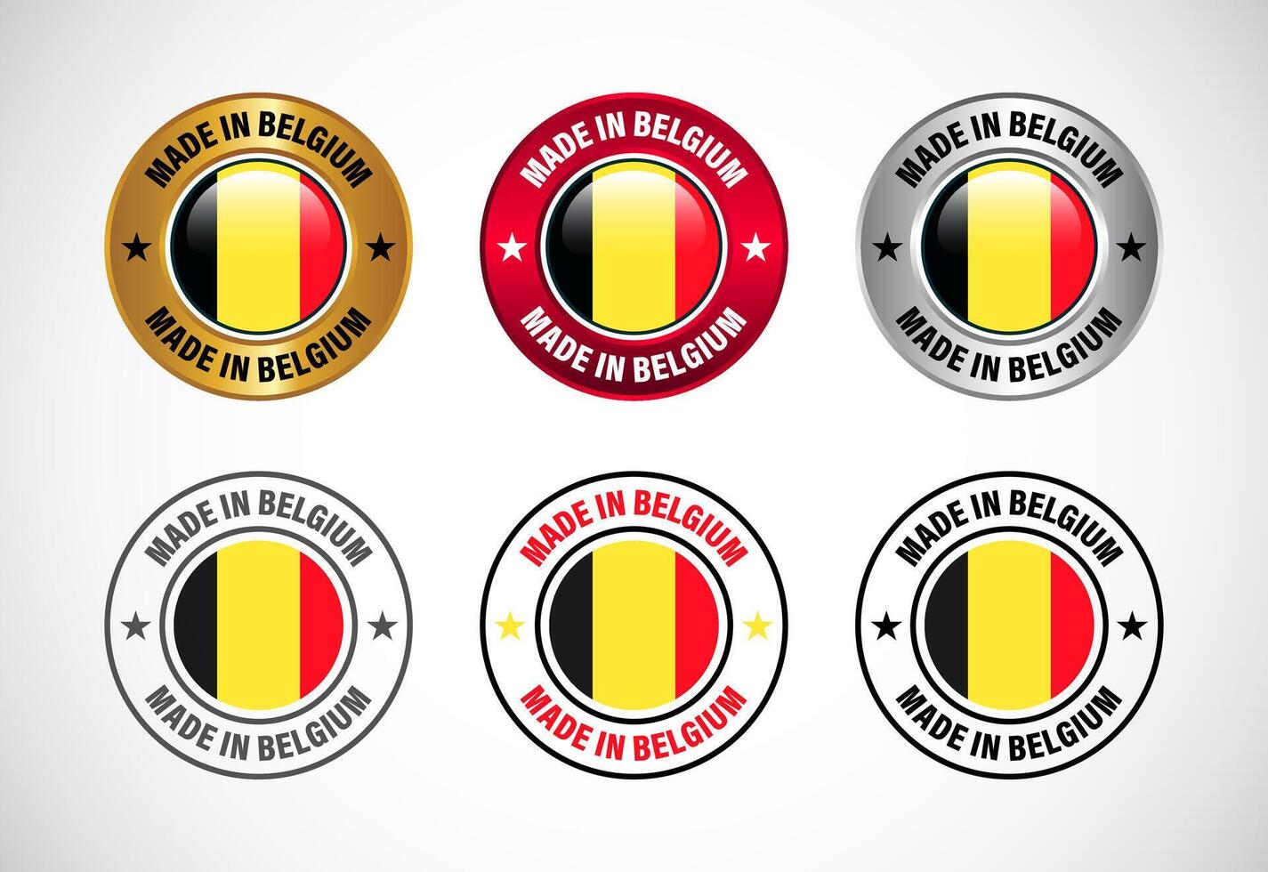 Made in Belgium label icon with flag. Icon set for business, badge, seal, sticker, logo, and symbol vector