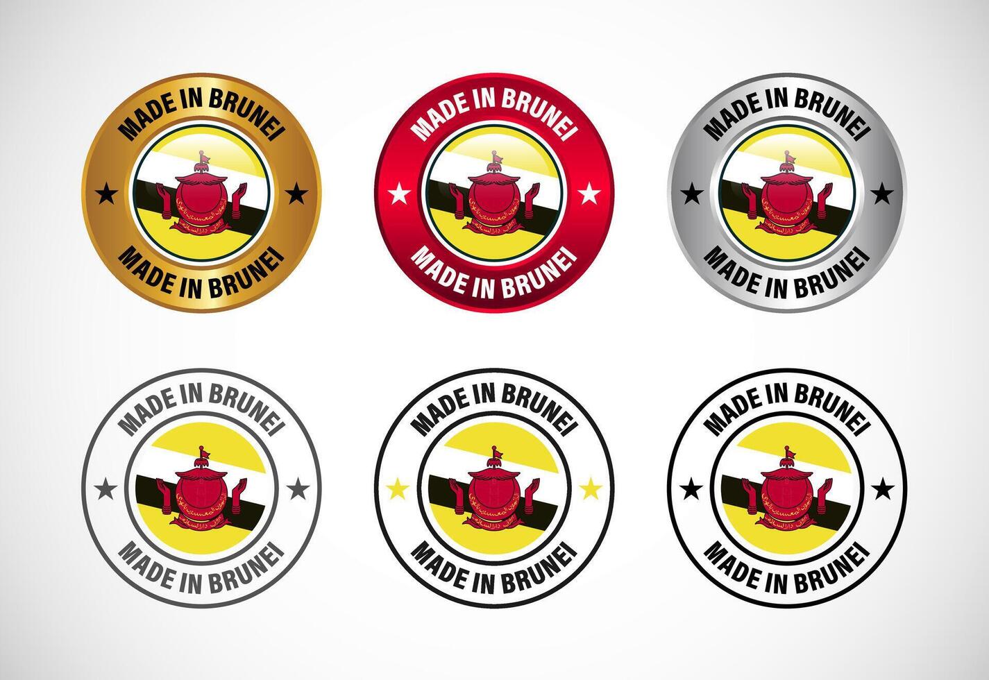 Made in Brunei label icon with flag. Icon set for business, badge, seal, sticker, logo, and symbol vector