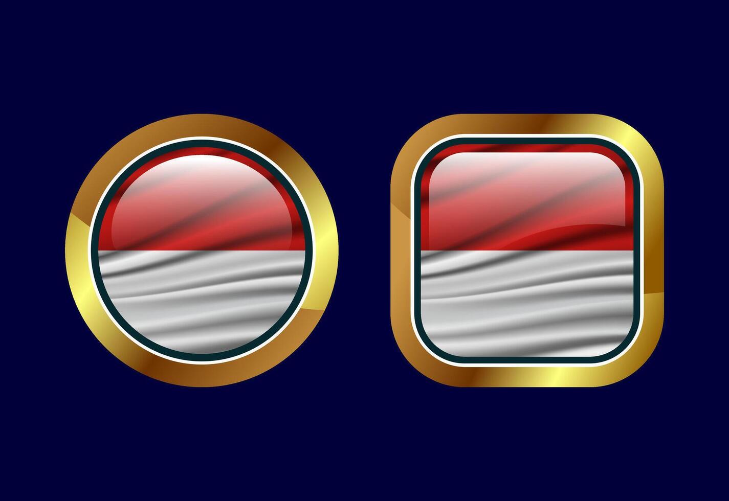 Glossy flag button of Indonesia, High quality web button design vector