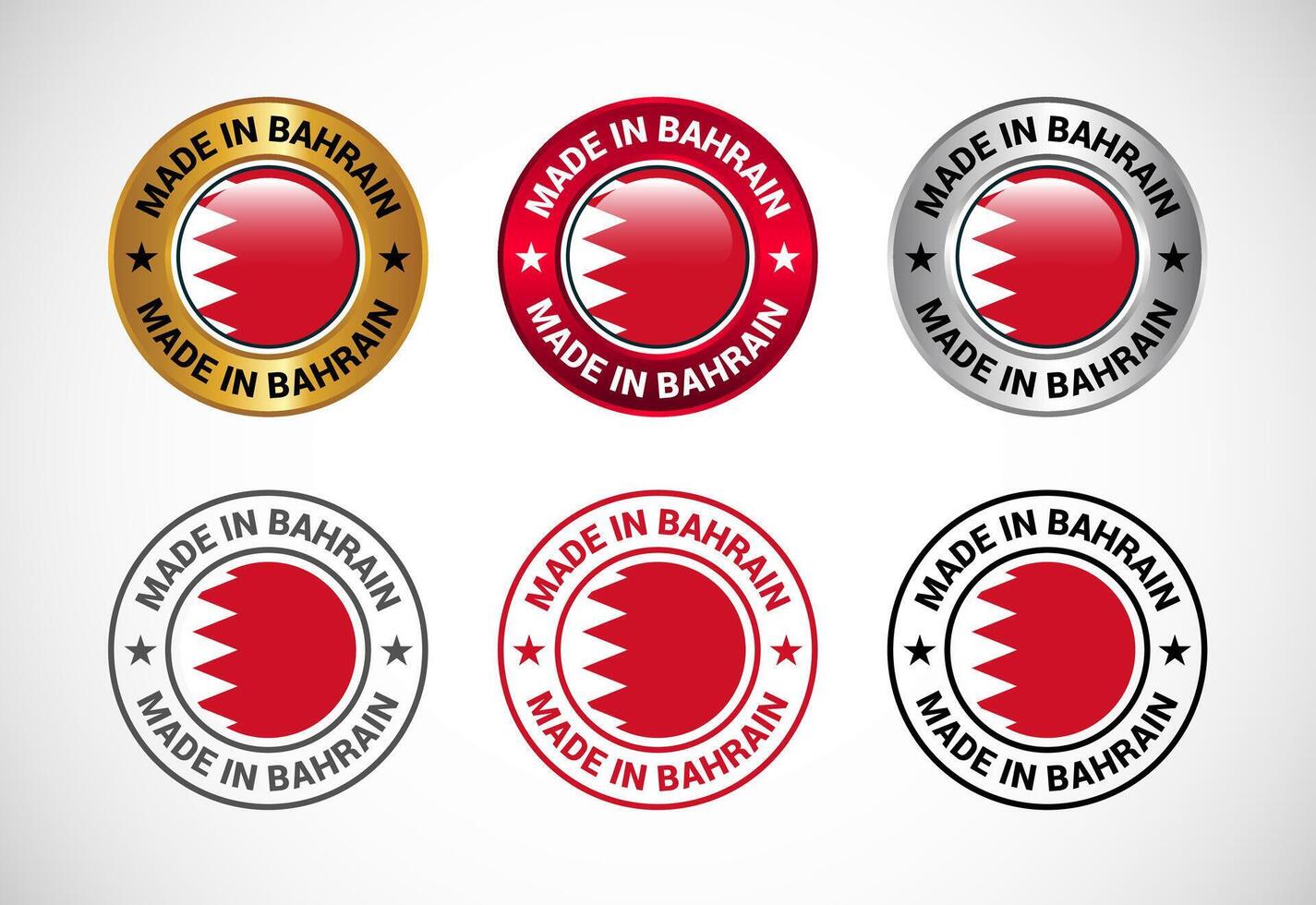 Made in Bahrain label icon with flag. Icon set for business, badge, seal, sticker, logo, and symbol vector