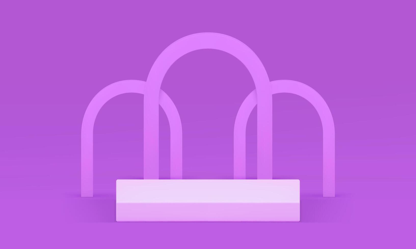 3d purple podium with arch wall background for product presentation realistic vector