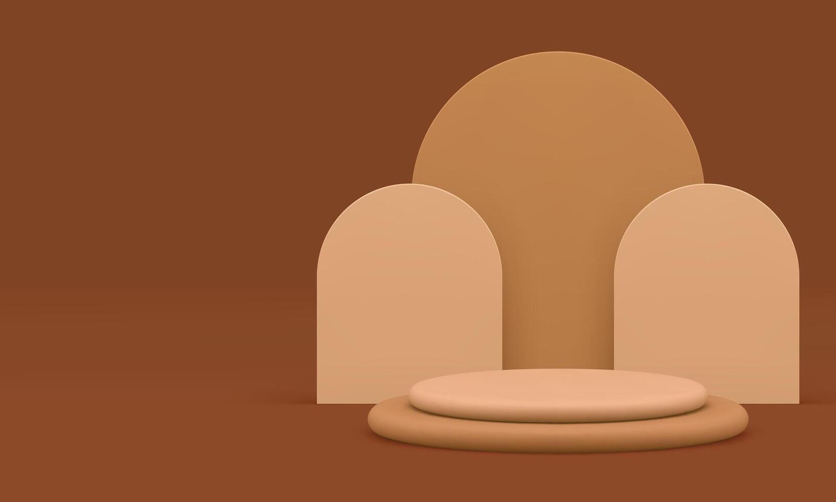3d beige cylinder podium pedestal mockup for product show realistic illustration vector