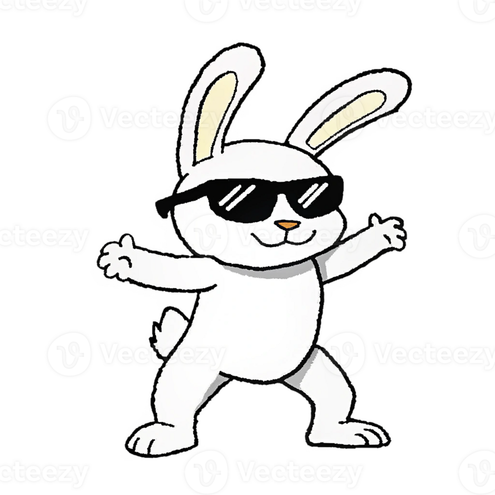 A cartoon bunny wearing sunglasses and a hat png