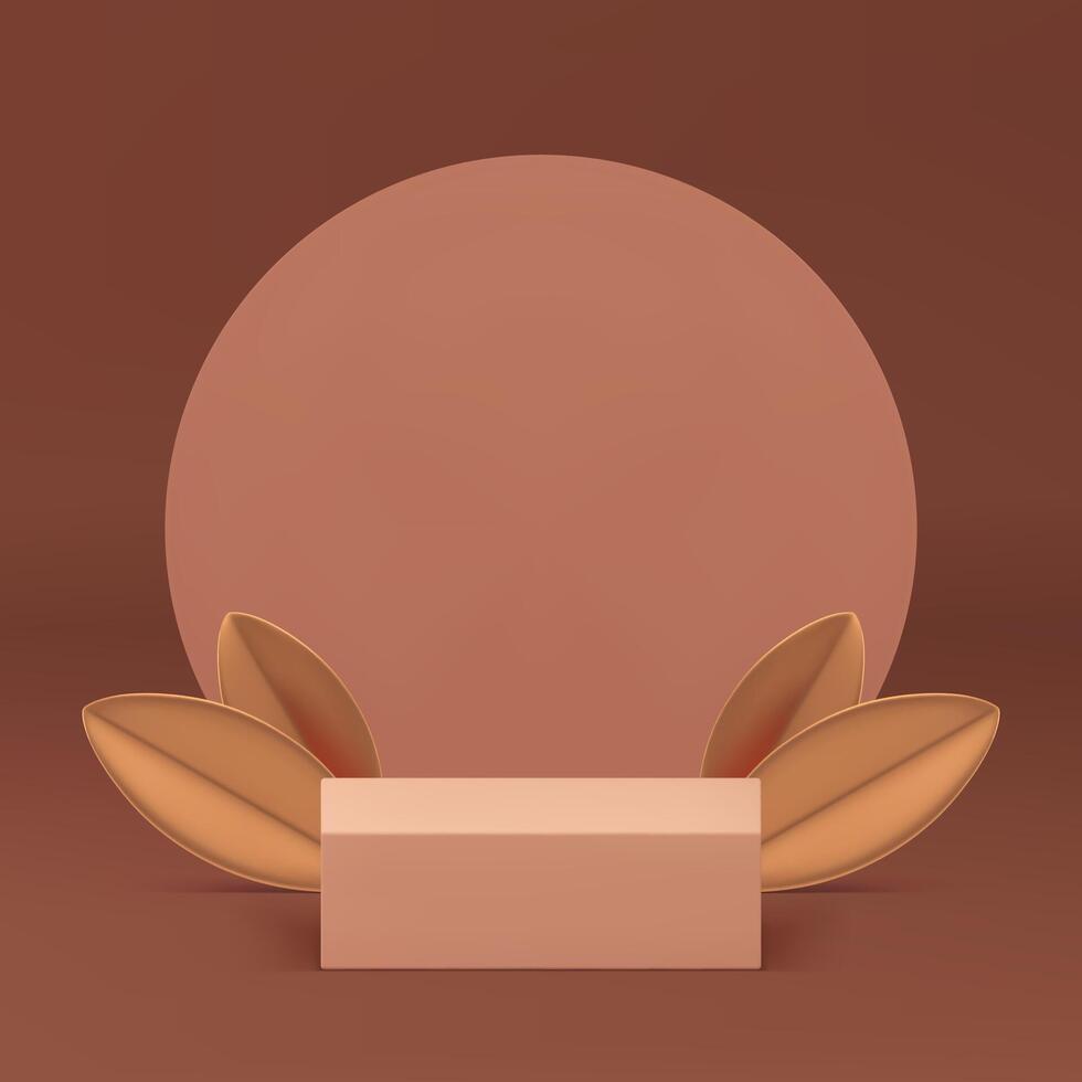 3d beige luxury podium pedestal for product show presentation realistic illustration vector