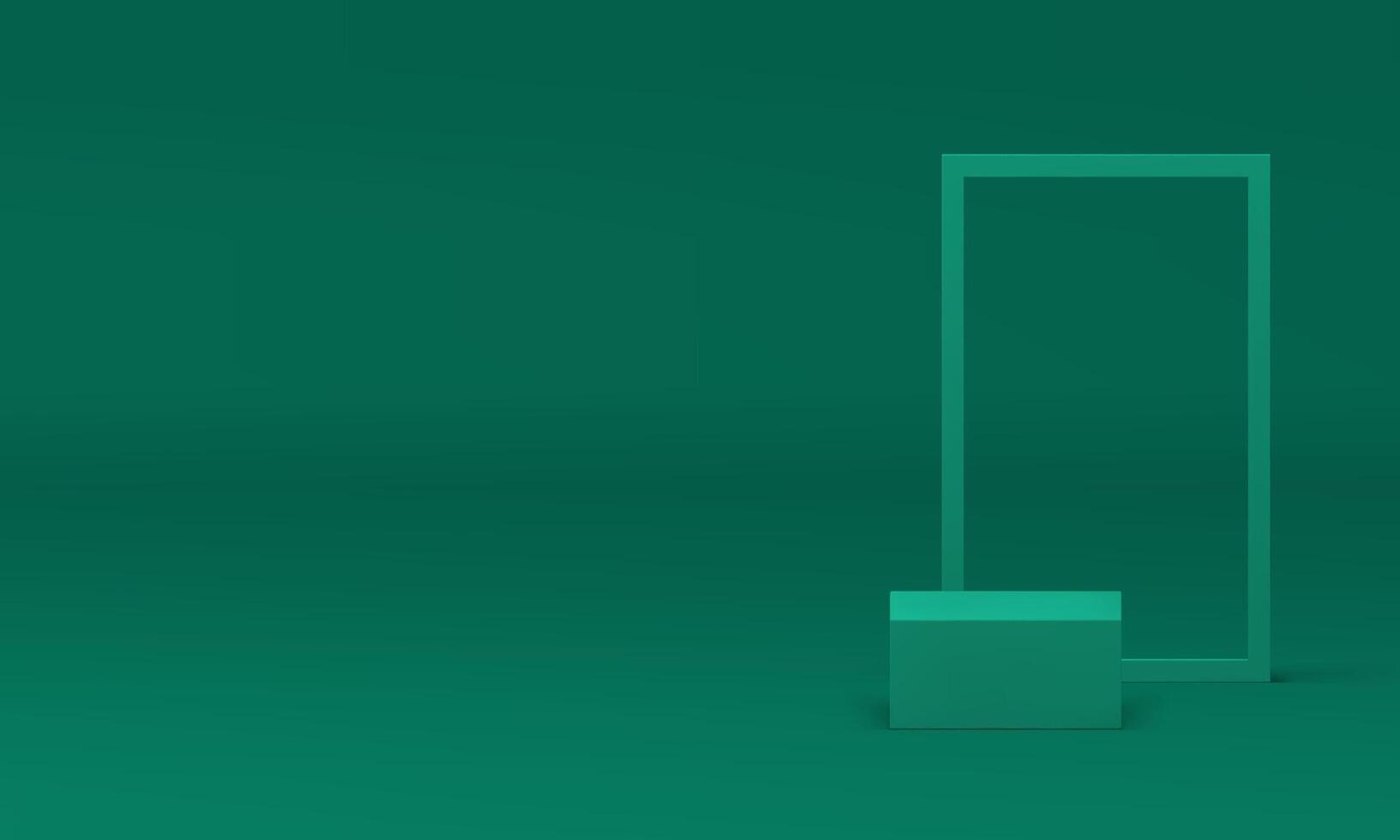 3d green cube podium mockup for cosmetic product show presentation realistic vector