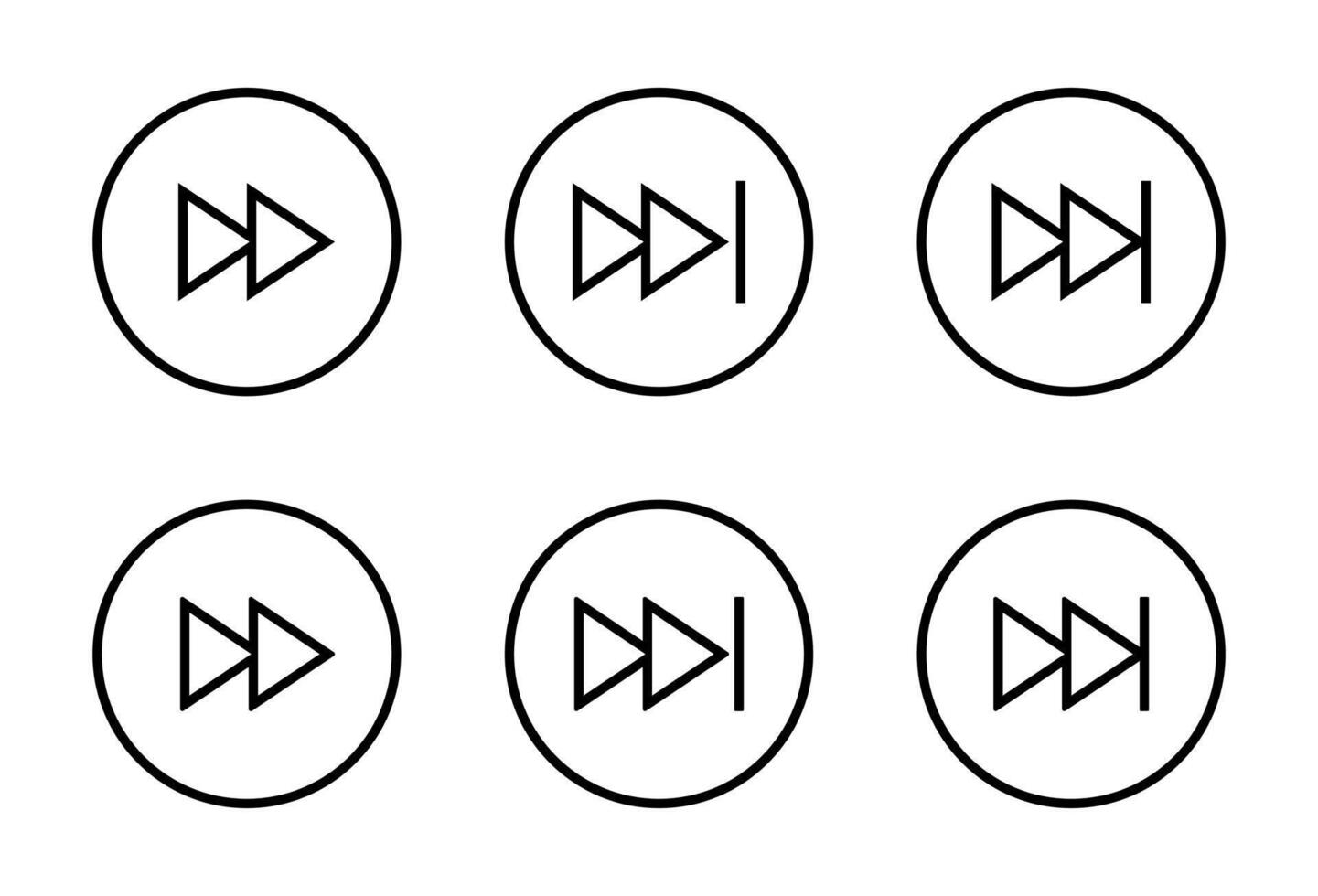 Next track icon on circle line. Forward sign symbol vector