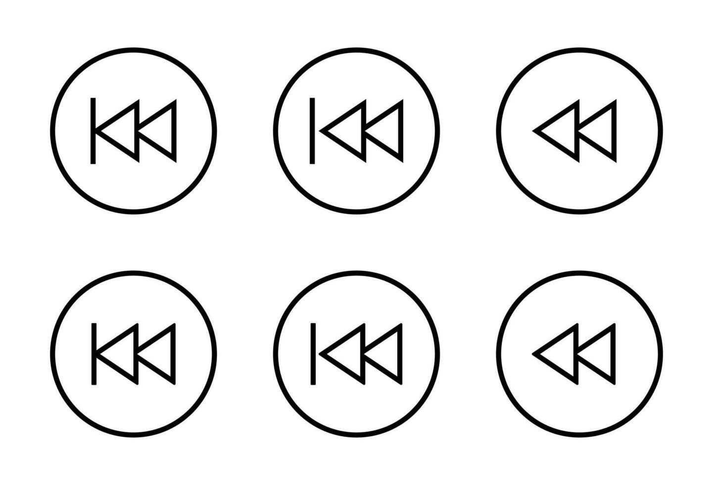 Rewind line icon on circle outline. Back track sign symbol of media player elements vector
