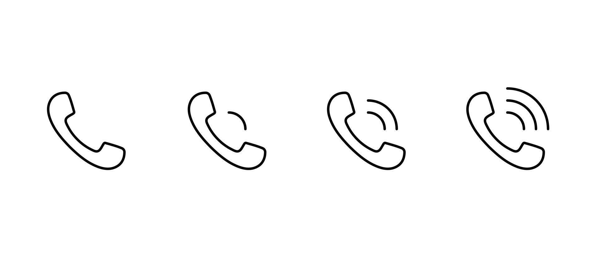 Phone call line icon set in generic style. Handset outline sign symbol vector