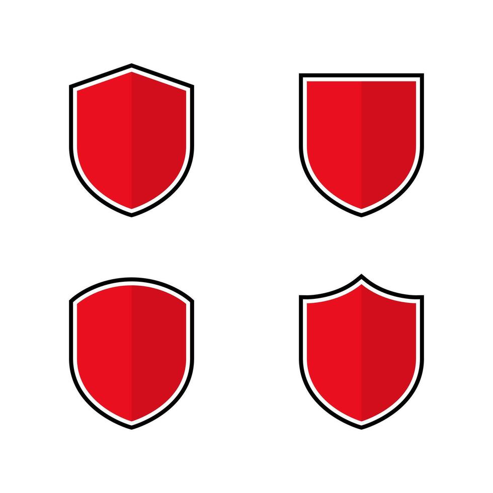 Shield, security icon set in flat design. Protection, defense guard sign symbol vector