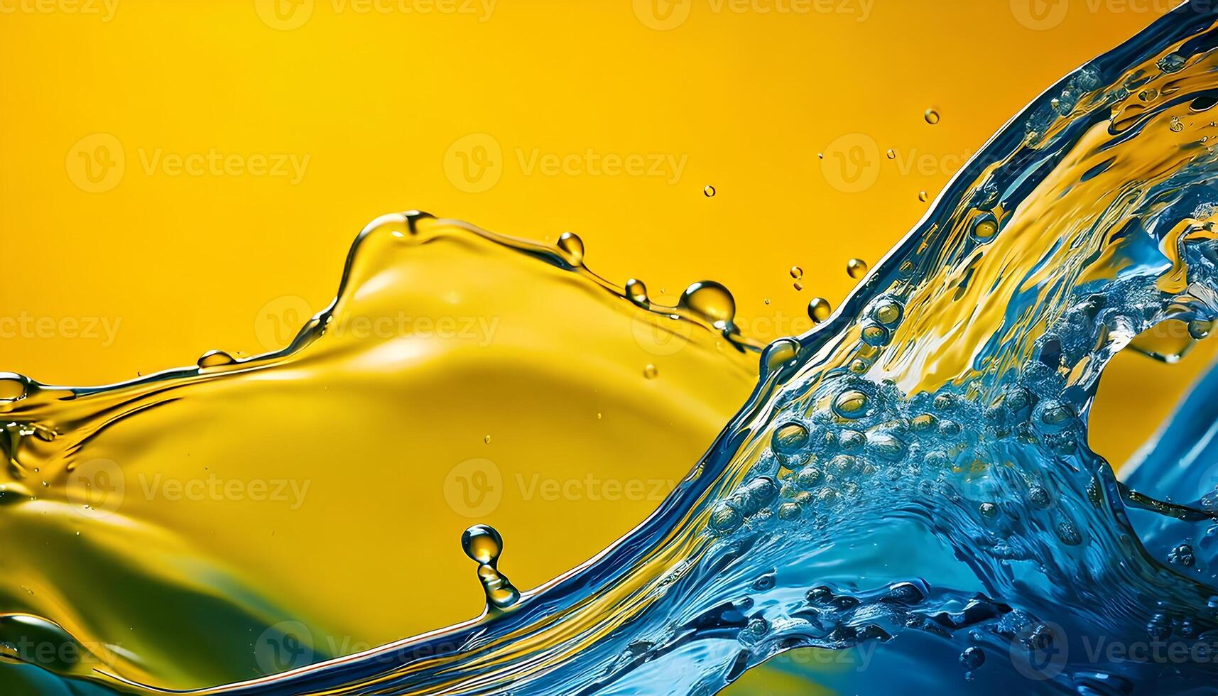 abstract blue water flow on a vibrant yellow background photo