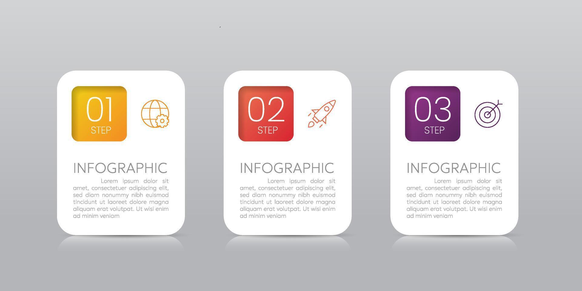 Infographic illustration design template with 3 steps or options. Infographic with business icons. vector