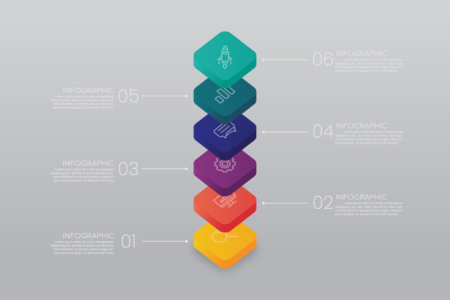 6-layer chart infographic vector