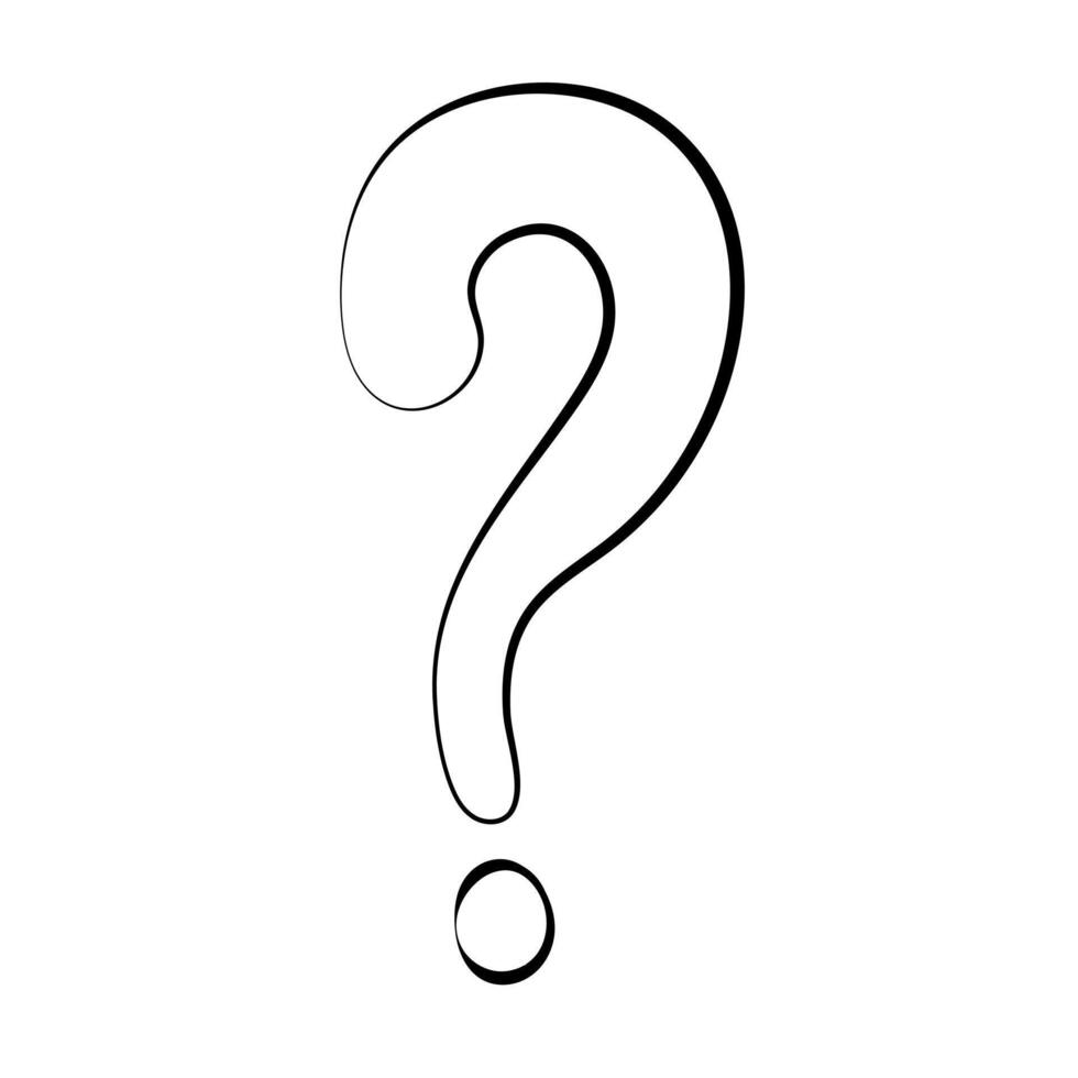 Hand drawn question mark in doodle style. Single design element isolated on white background. vector