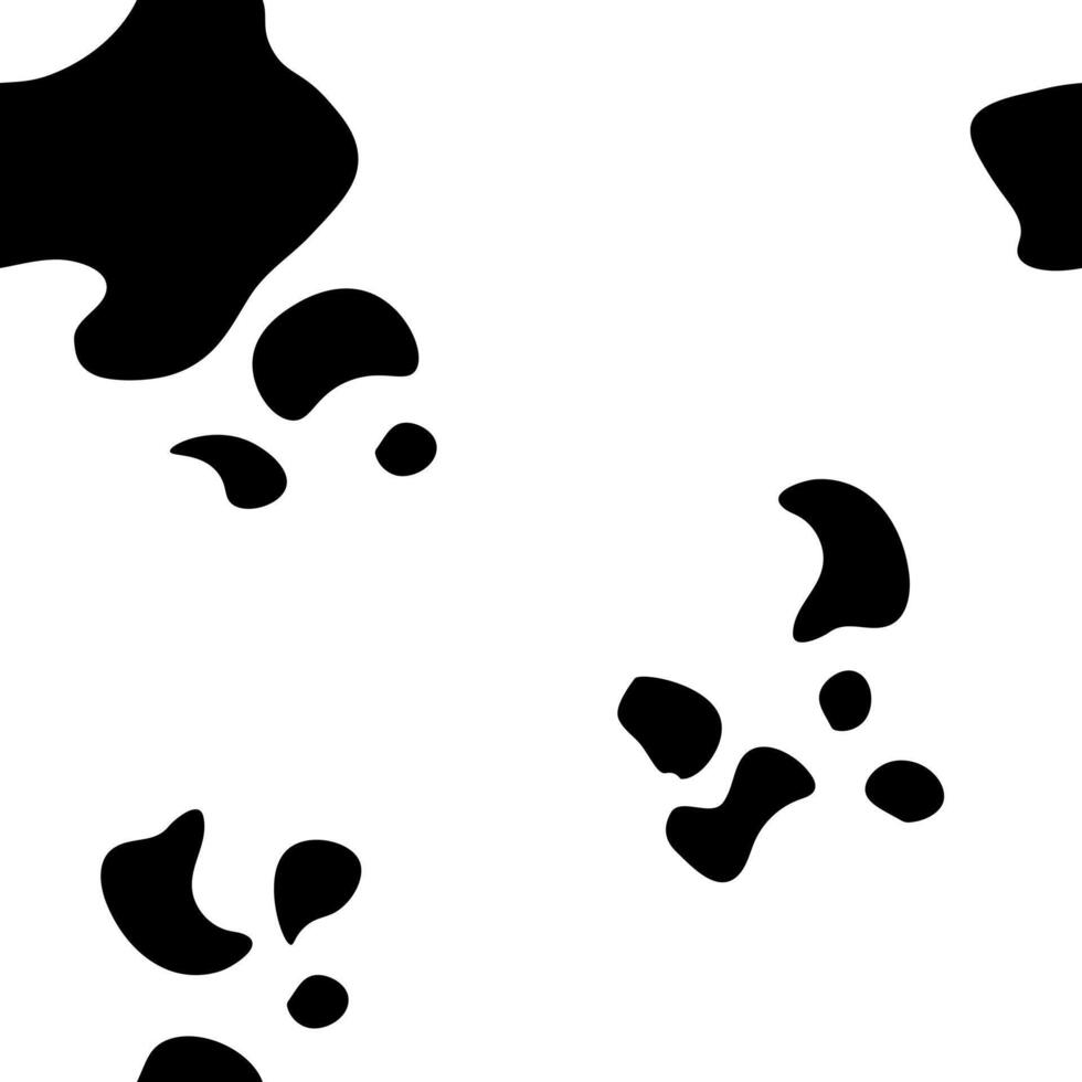 Texture spot, skin black white cow. Trendy animalistic seamless pattern for fashion, packaging, fabric and more. vector