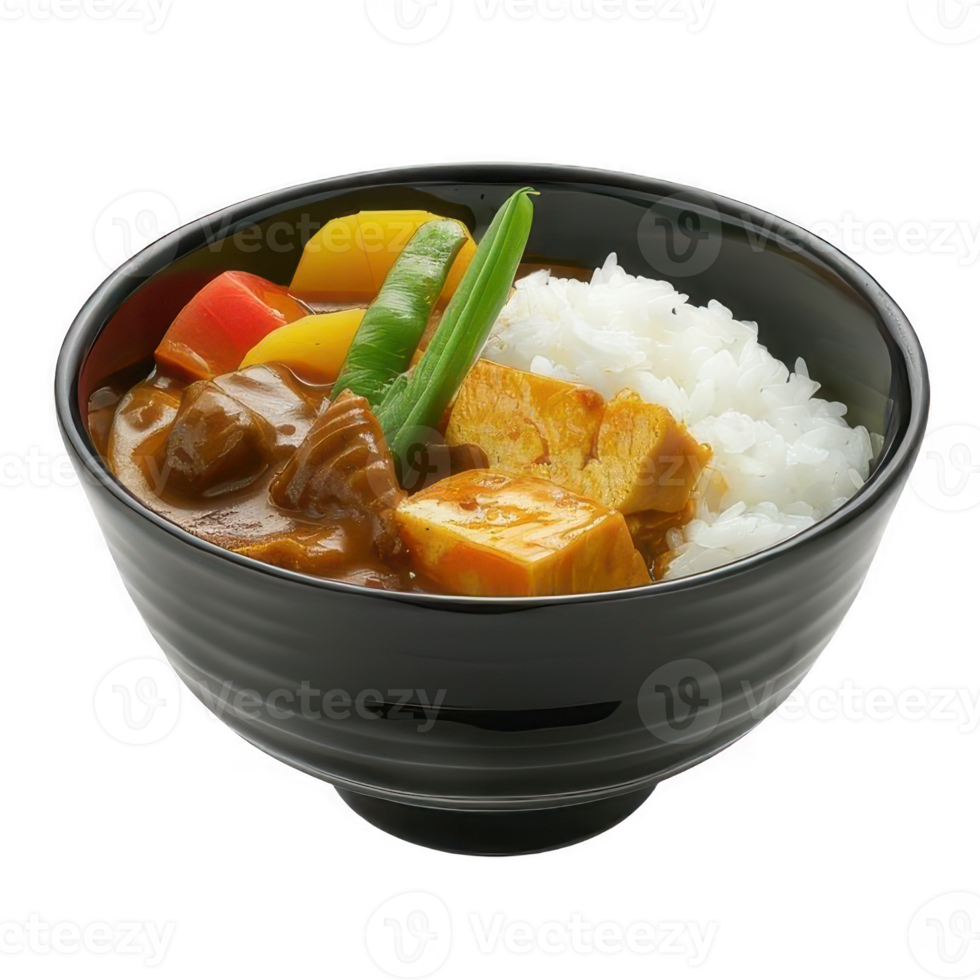 Japanese curry with rice and vegetables png