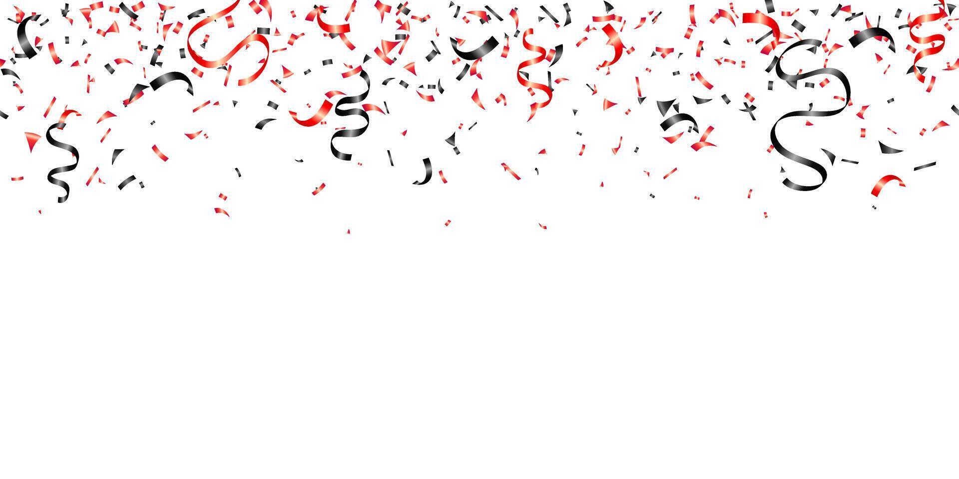 Falling red and black confetti isolated on transparent background. decoration greeting card vector