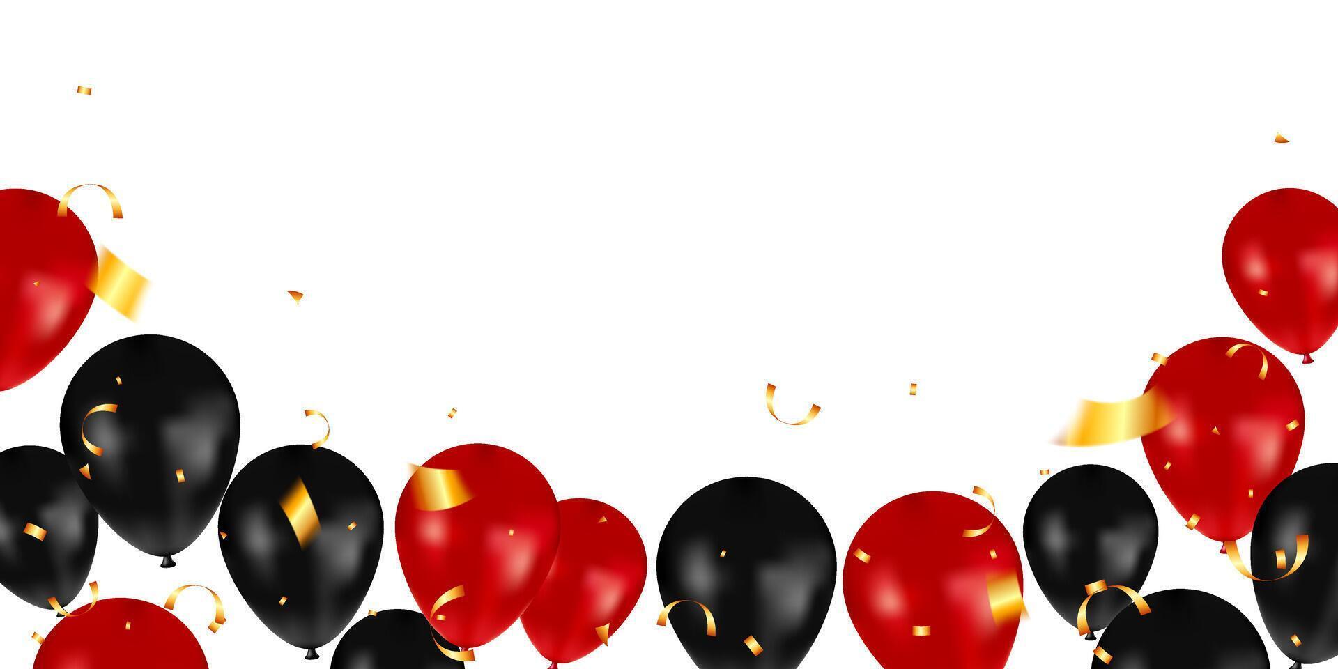 background banner with black and red balloons for seasonal discount offer template vector