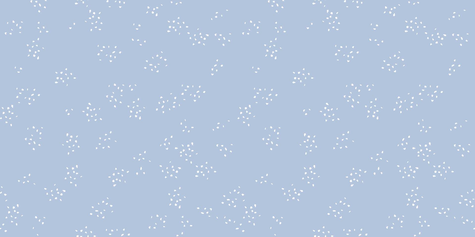 Polka dots ornament. hand drawn sketch. Pastel blue background. Plain minimalist seamless pattern with abstract shape random dots, spots, drops snowflakes. vector