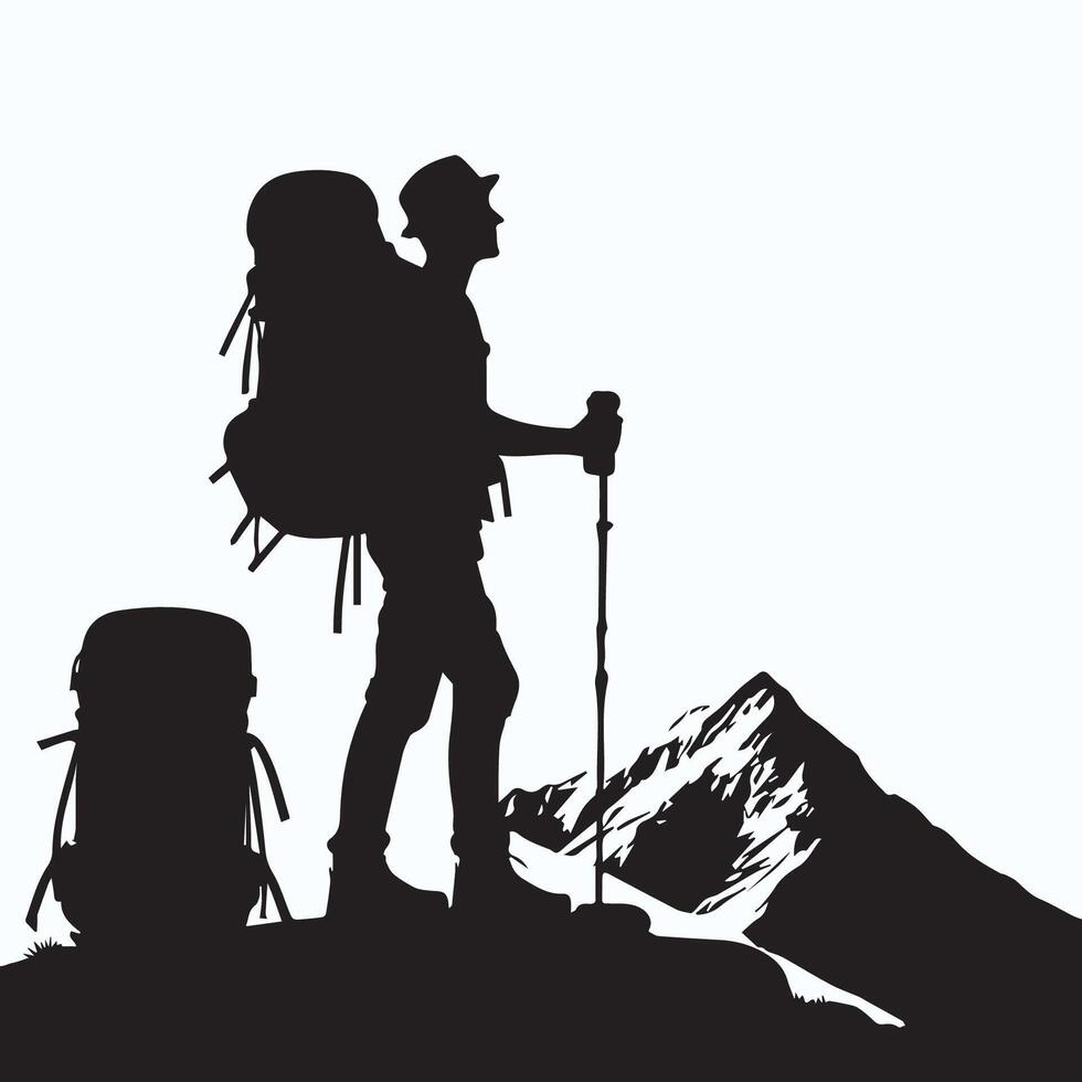 Mountain Trekker with backpack vector