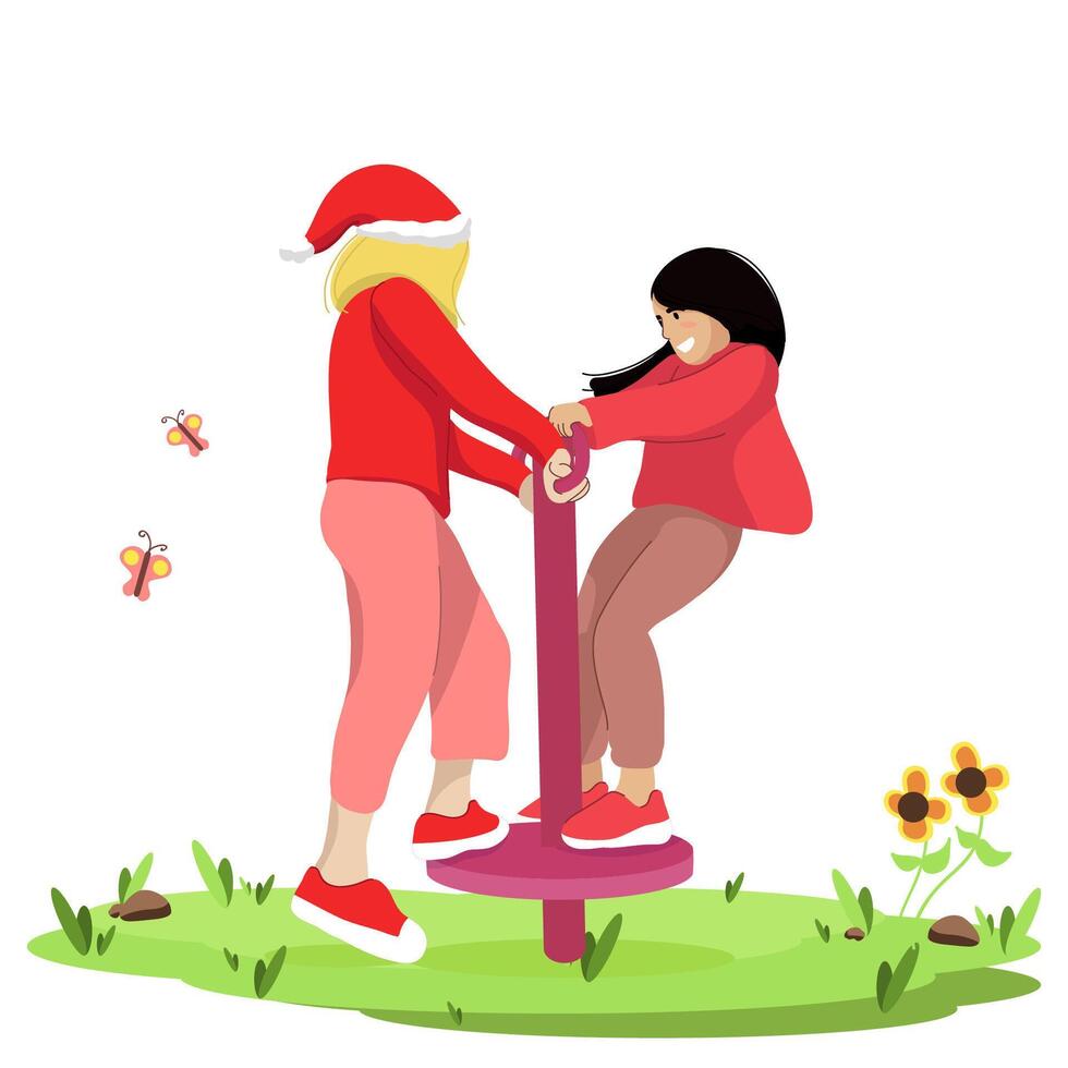 Children Playing in Playground on holidays vector