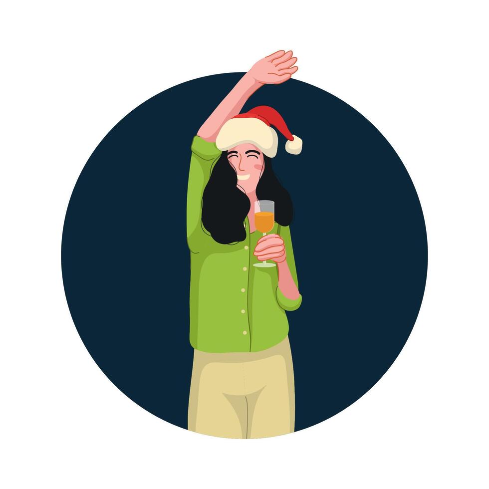 Girl Enjoy on Christmas and New Year Party vector