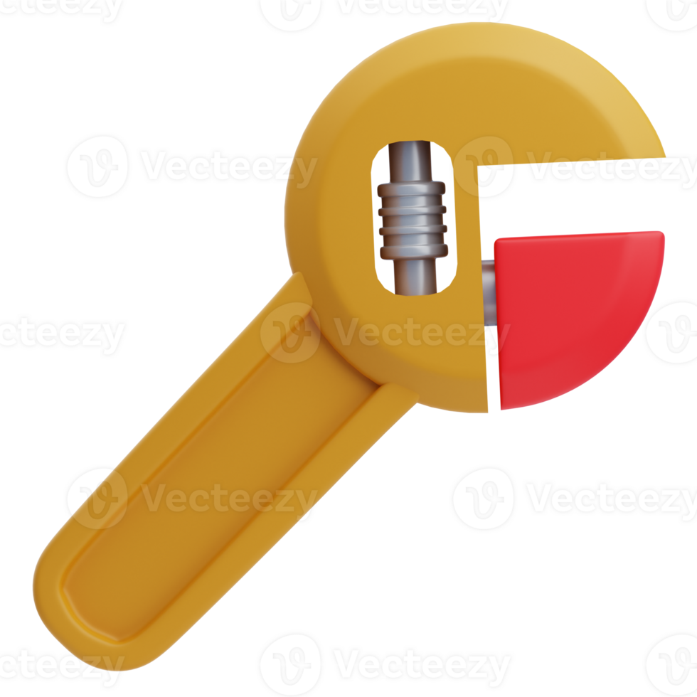 3D Adjustable Wrench Construction Tool Icon png