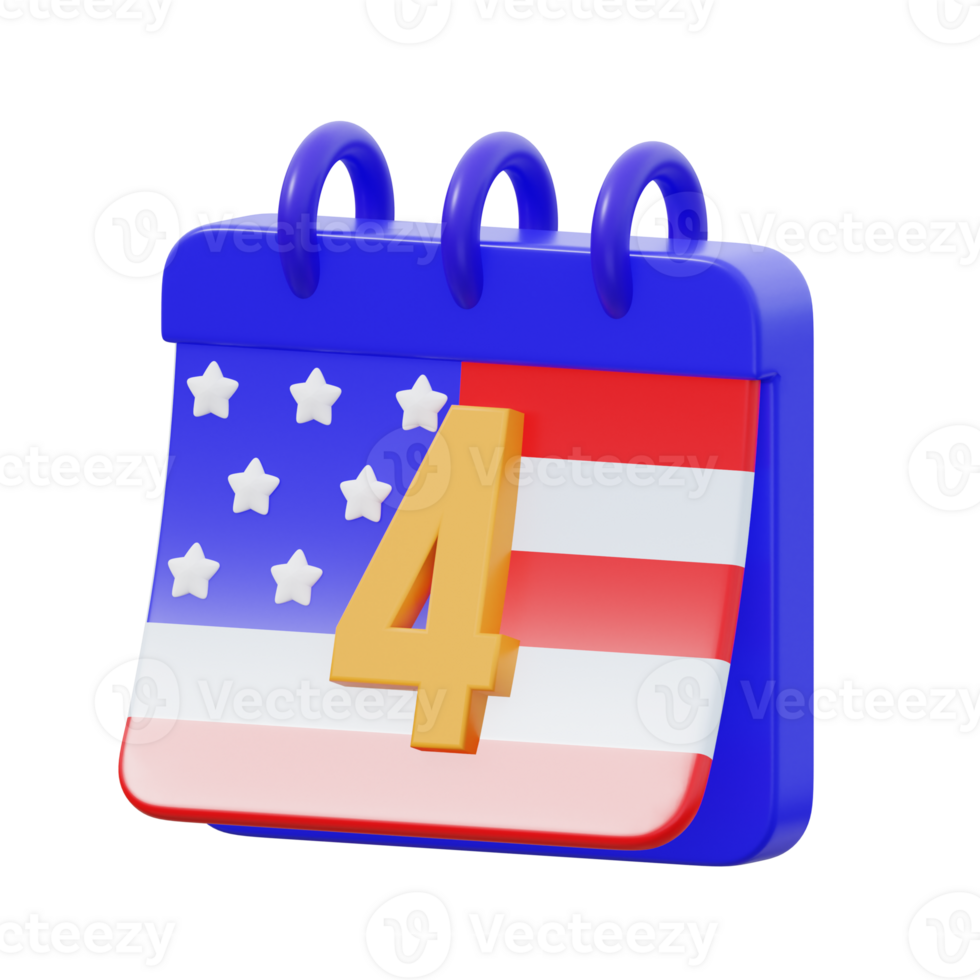 3D Fourth Of July USA Calendar Icon png