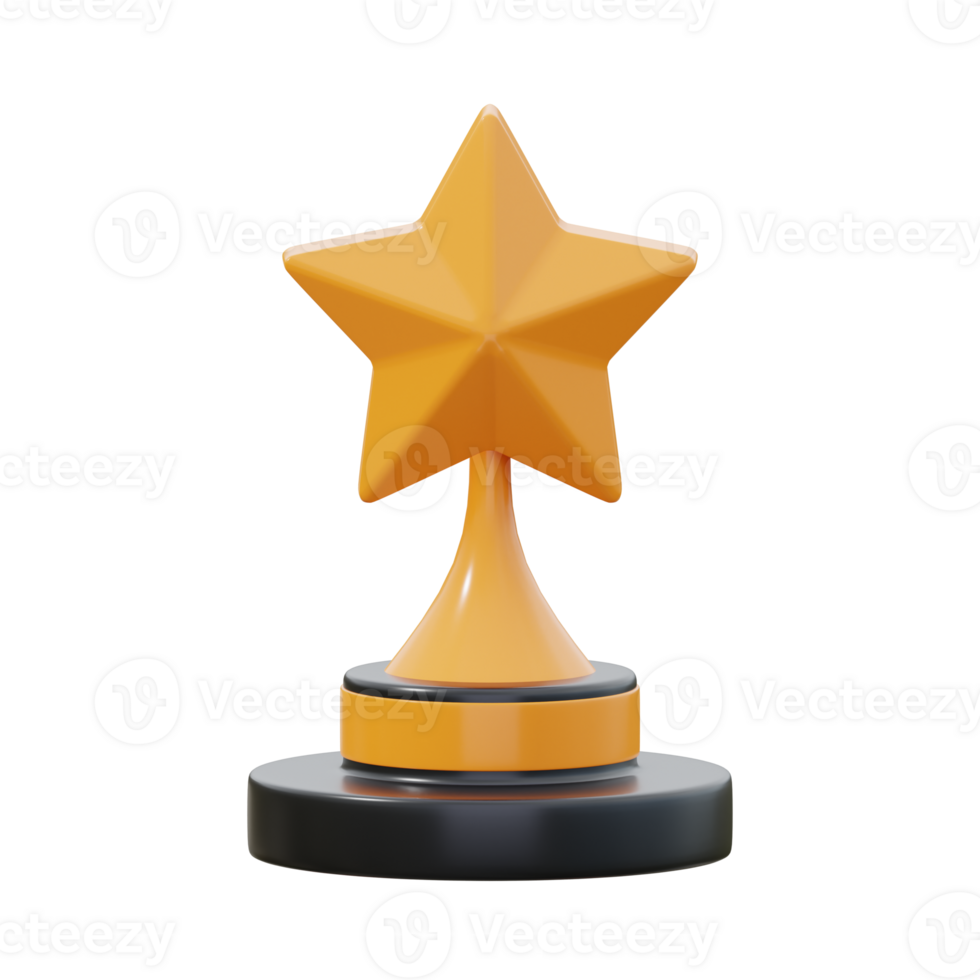 Golden 3D Star Trophy Award Statue png