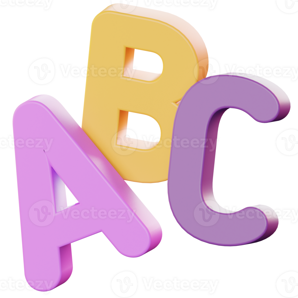 Colorful 3D Alphabet Letters For School png