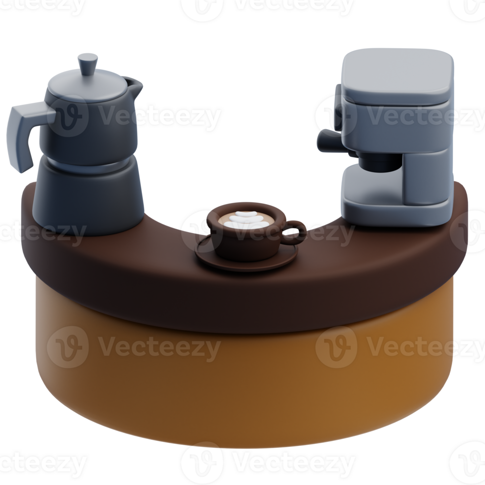 3D Coffee Shop Barista Counter png
