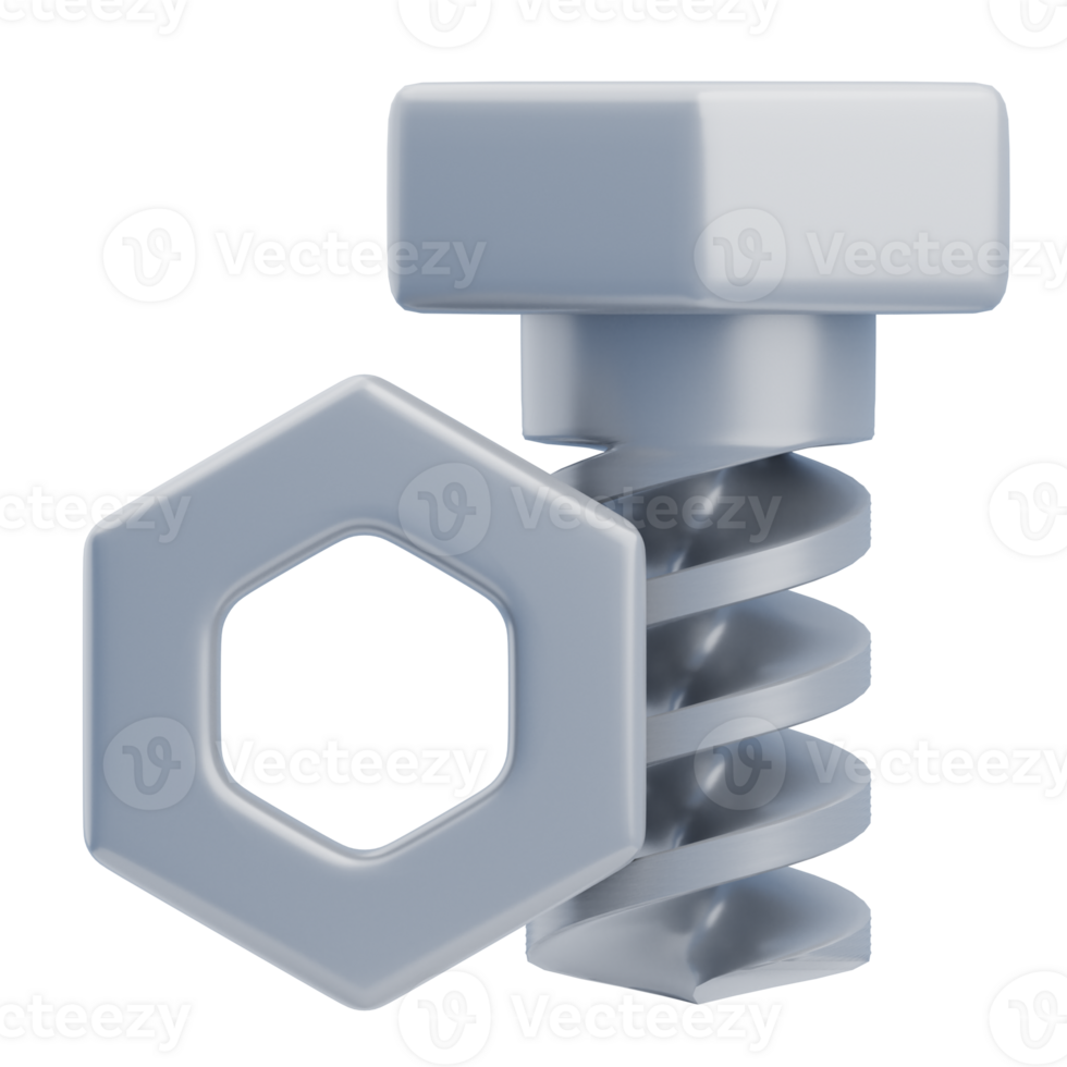 3D Construction Hex Bolt and Nut png