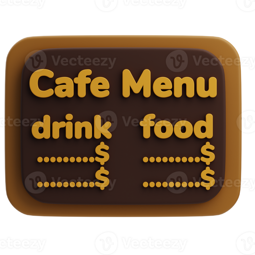3D Cafe Menu Drink And Food Prices png
