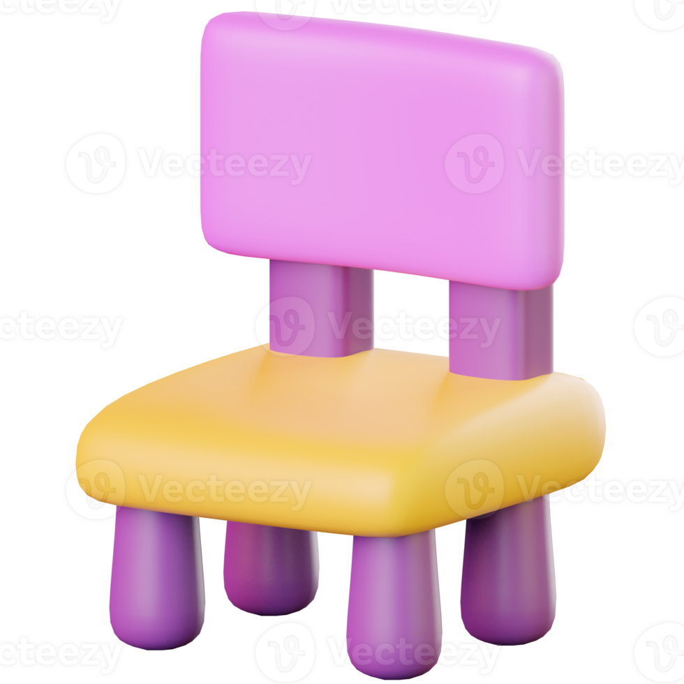 Colorful 3D Children Classroom Chair png