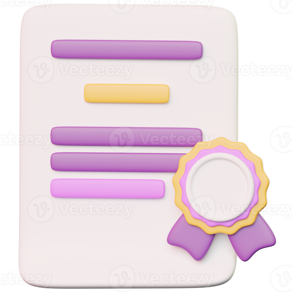 3D School Achievement Certificate Icon Design png