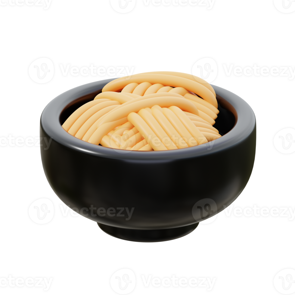 3D Chinese Noodles In Black Bowl png