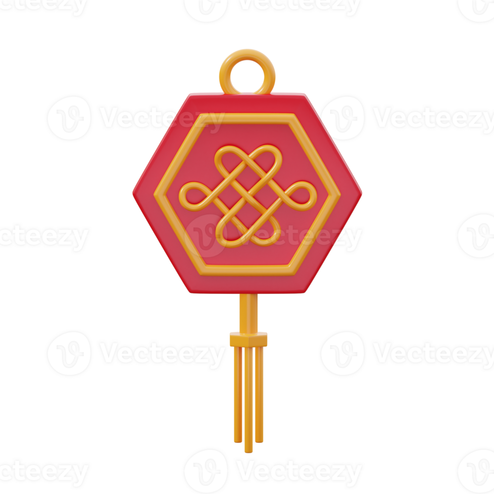 3D Chinese Knot Hexagonal Ornament Design png