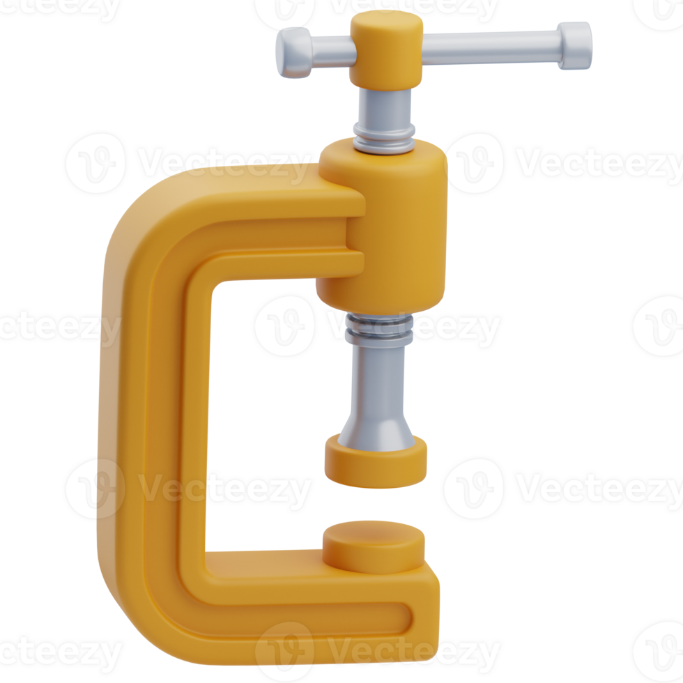 3D Construction C-Clamp Tool Rendering png