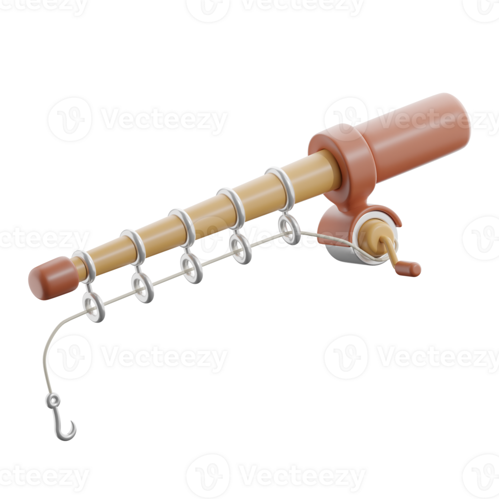 3D Autumn Fishing Rod Illustration png