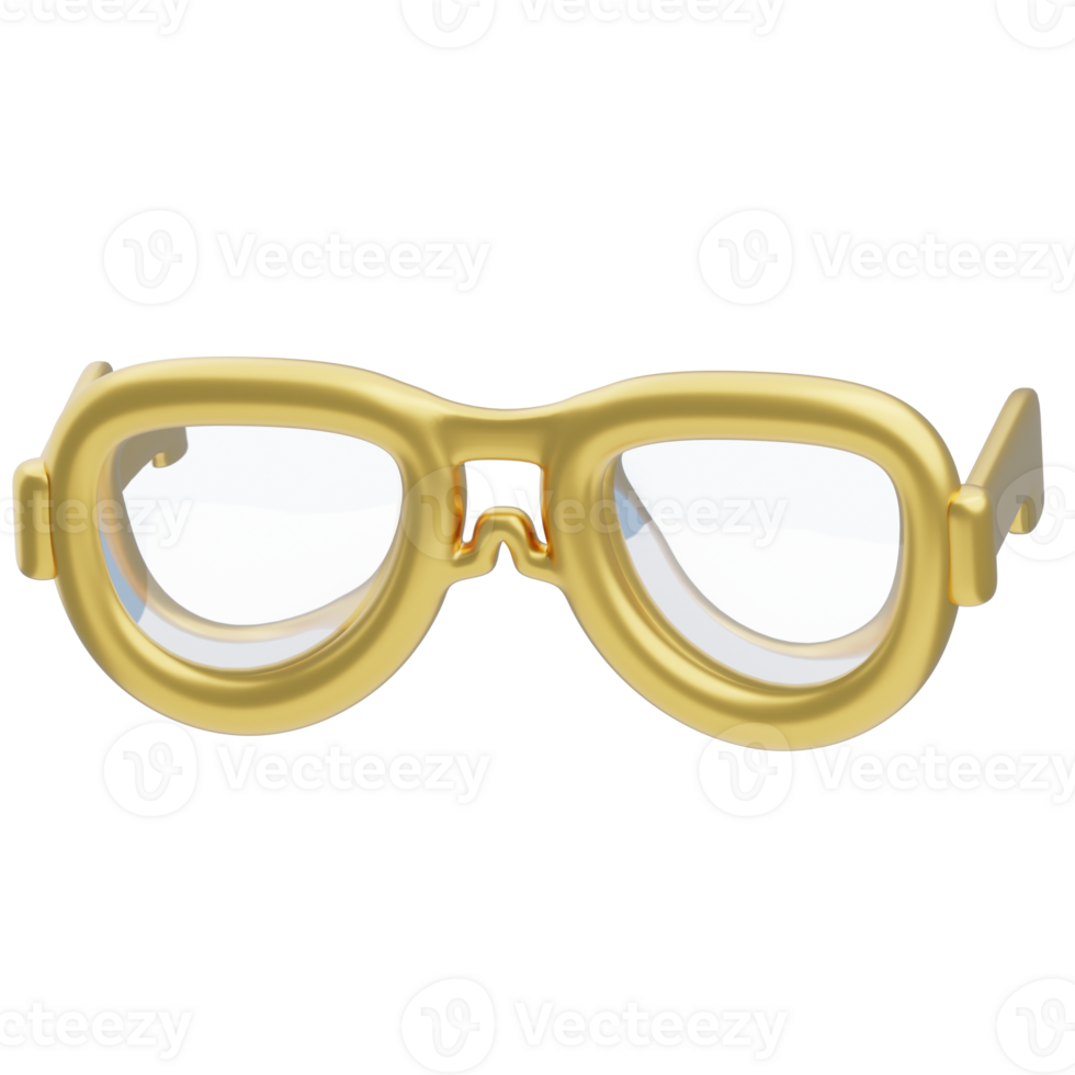 Gold Retro 3D Aviator Style Glasses png