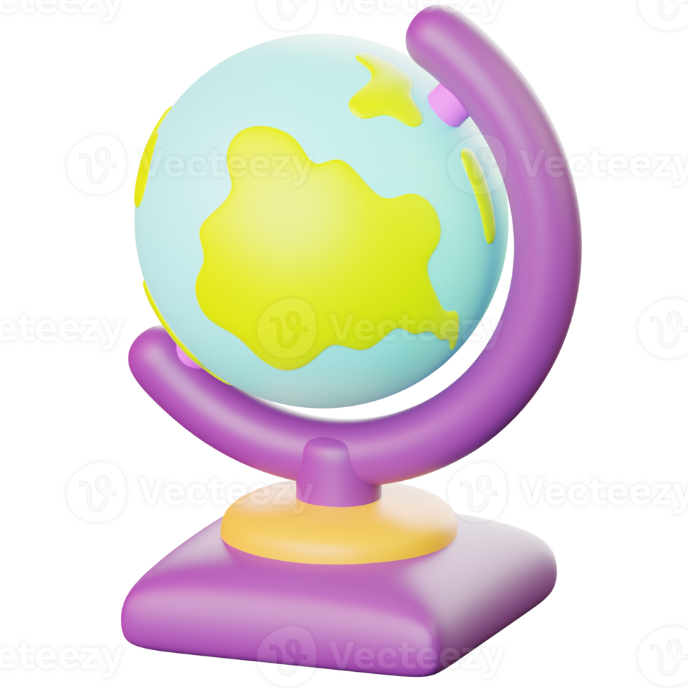3D Colorful Globe Model For School Table png