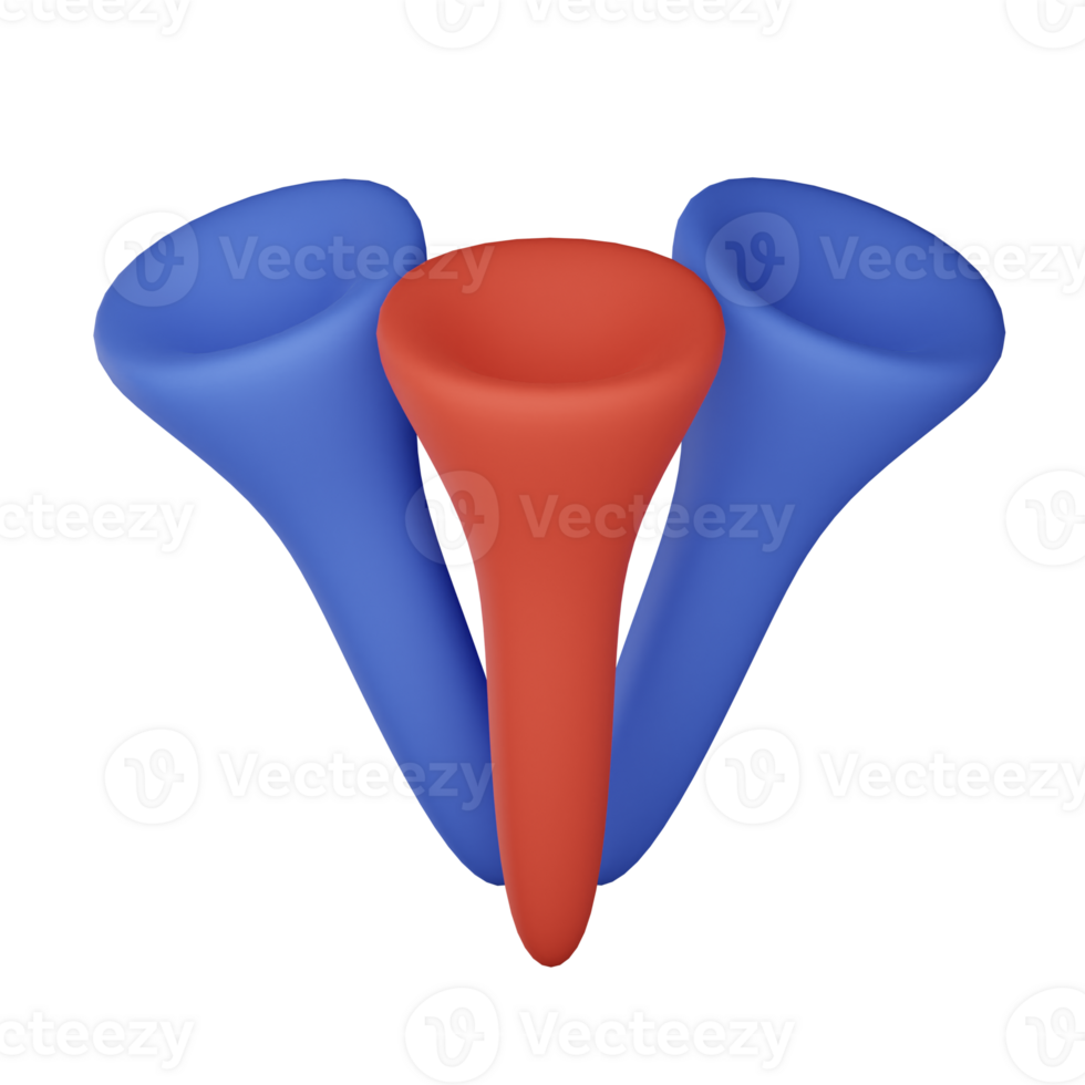 3D Three Colorful Golf Pins in Formation png