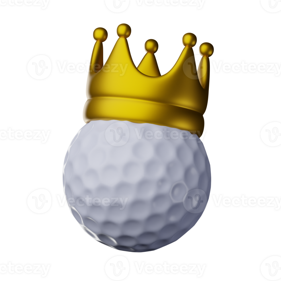 3D Golf Ball With Golden Crown png