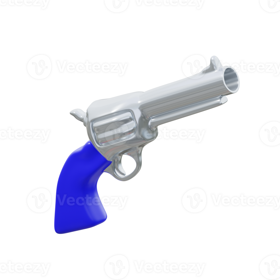 3D Classic American Revolver With Blue Handle png