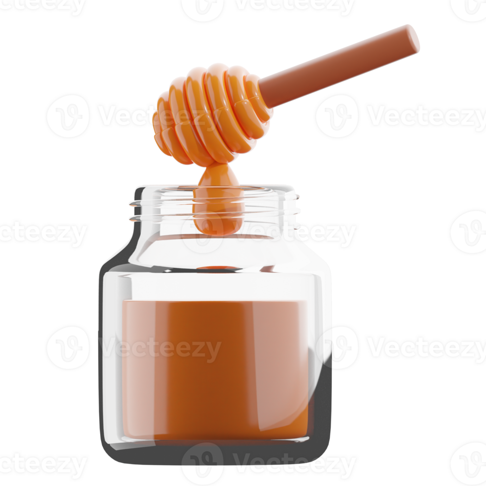 3D Honey Jar With Honey Dipper Autumn png