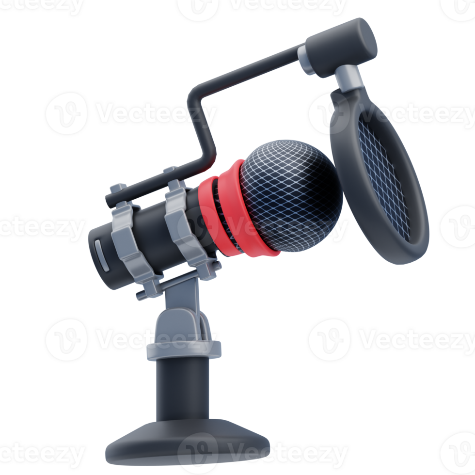 3D Professional Podcast Microphone Setup for Content Creators png